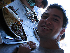 Picture of me next to plate of BBQ